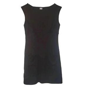 Aqua Women's Black Poly Knit Boat Neck Dress w Pockets